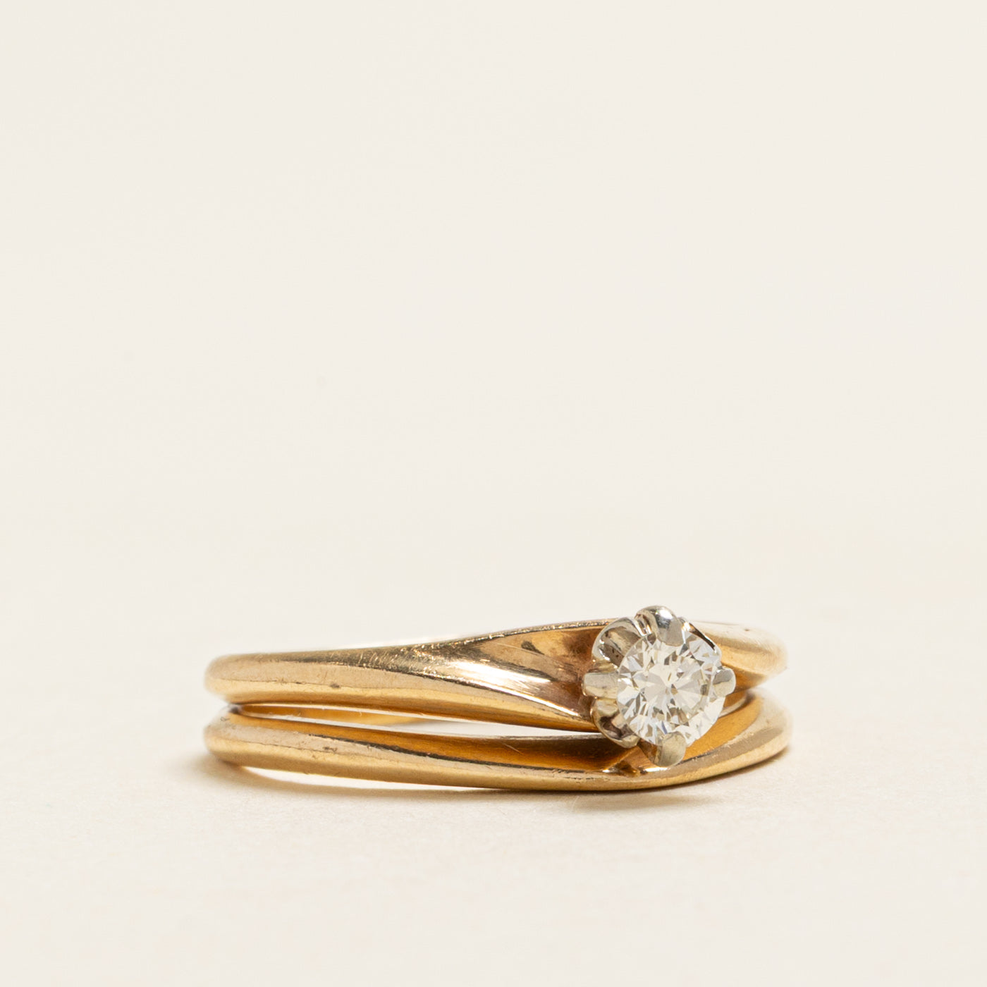 Diamond Bypass Soldered Wedding Ring Set | 0.17ct | SZ 5.5