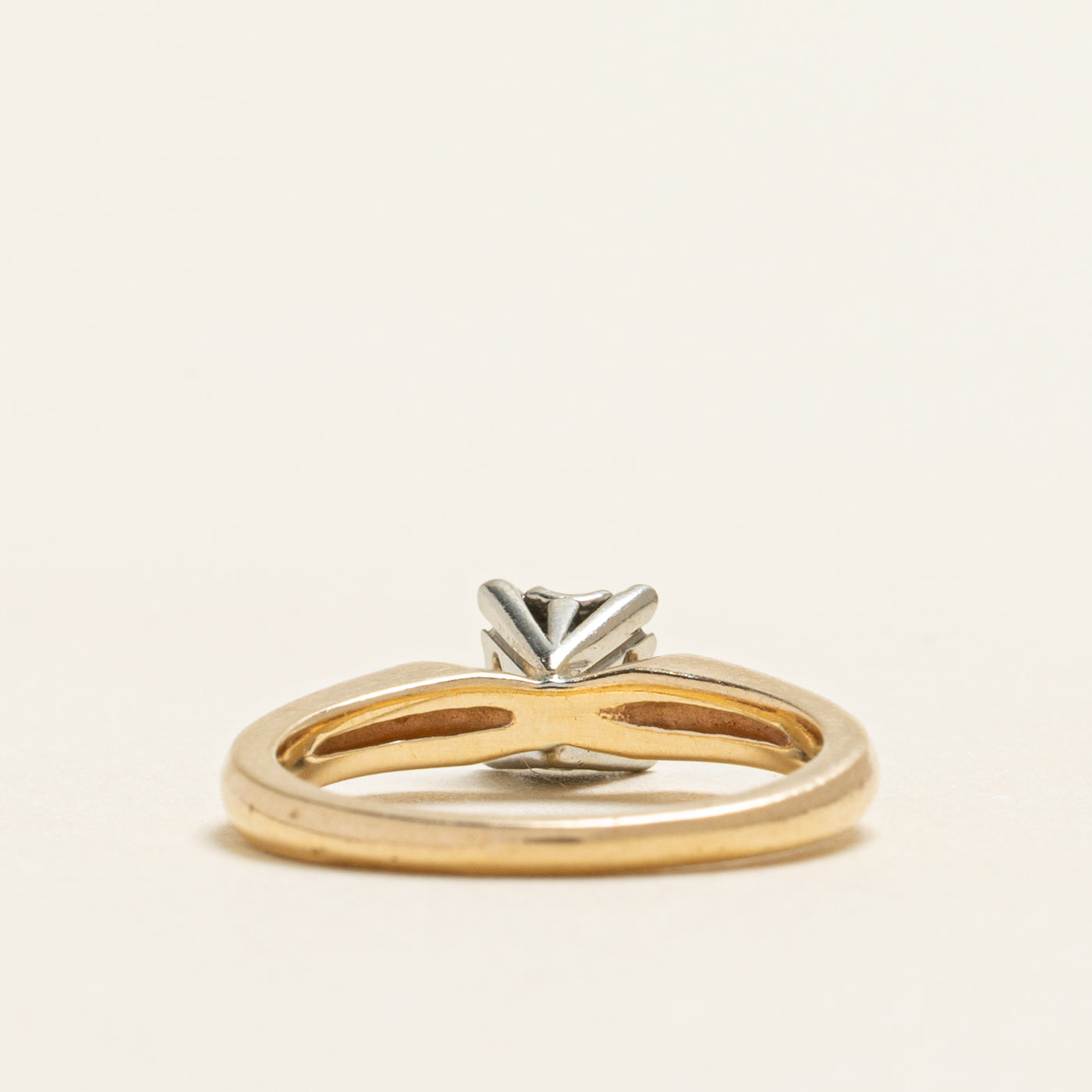 Solitaire High Set Diamond Grooved Ring | 0.15ct | SZ 5.25