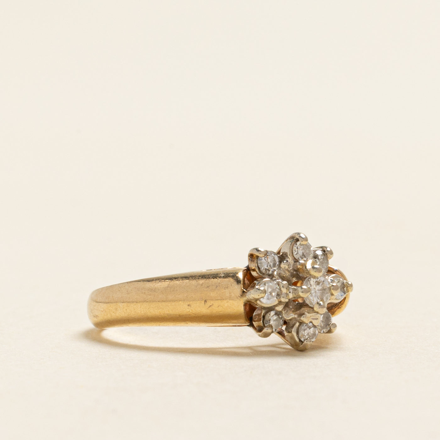 Yellow Gold Diamond Petal Ring | 0.15ctw | SZ 2.75