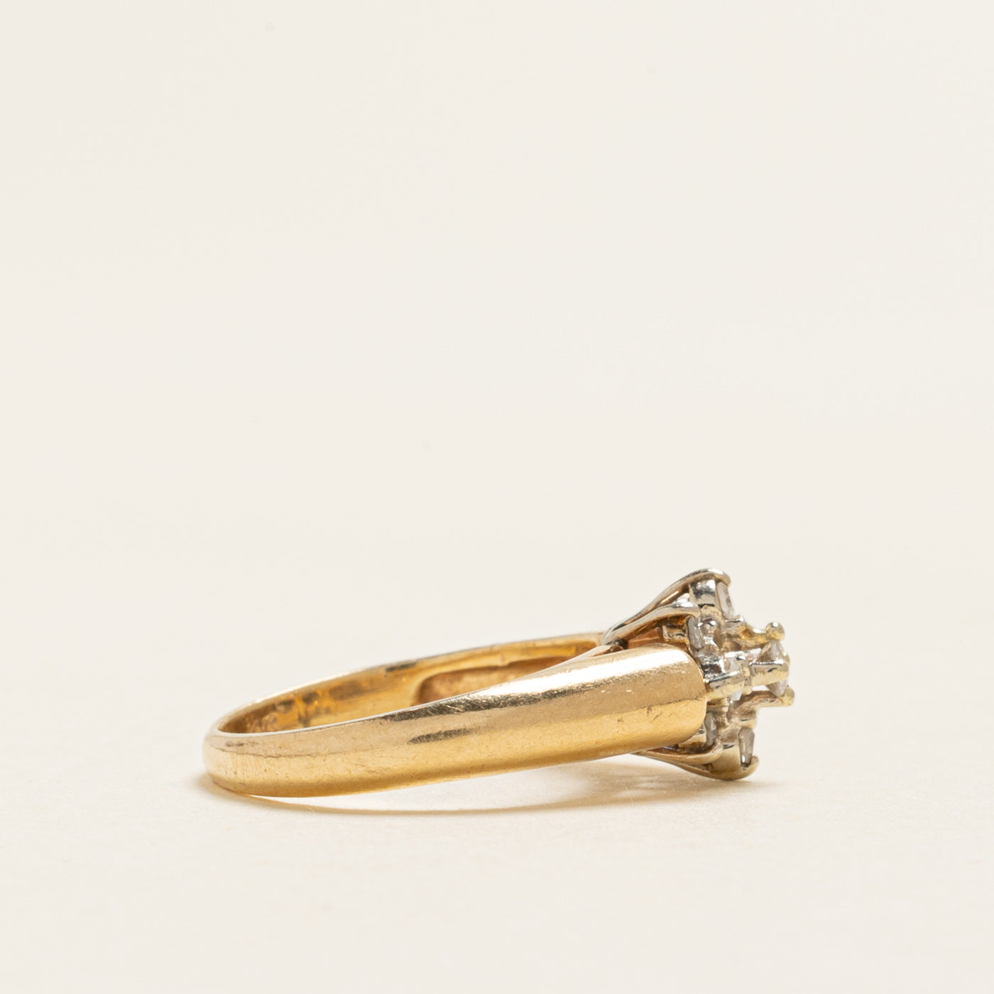 Yellow Gold Diamond Petal Ring | 0.15ctw | SZ 2.75