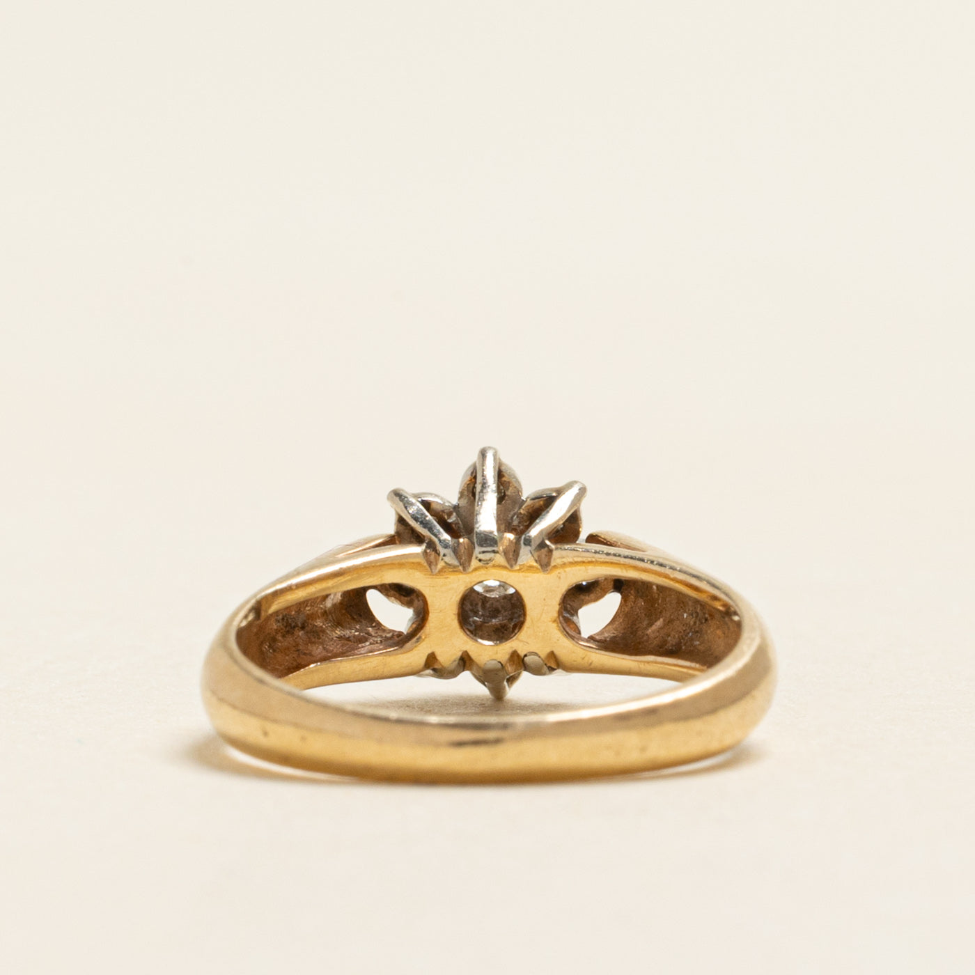Yellow Gold Diamond Petal Ring | 0.15ctw | SZ 2.75