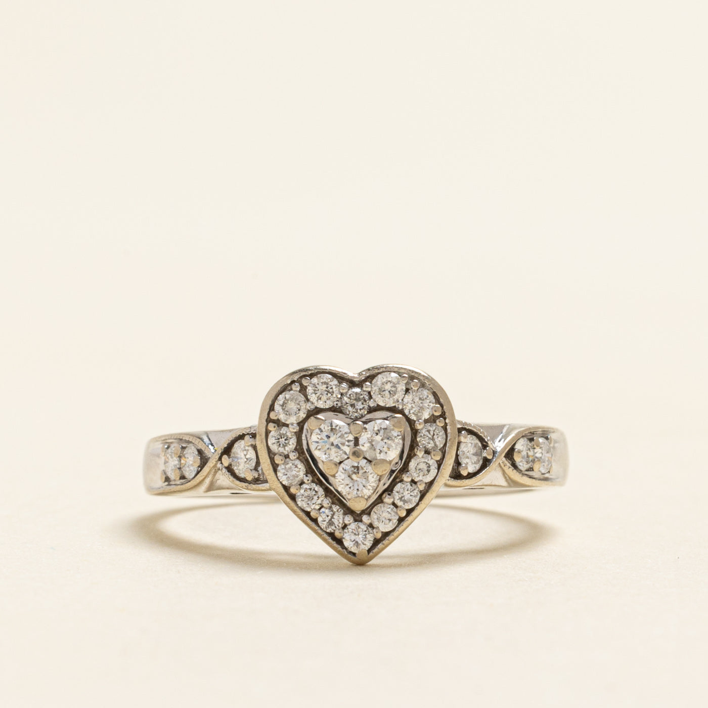 Diamond Heart Cluster Halo Ring | 0.34ctw | SZ 7.25