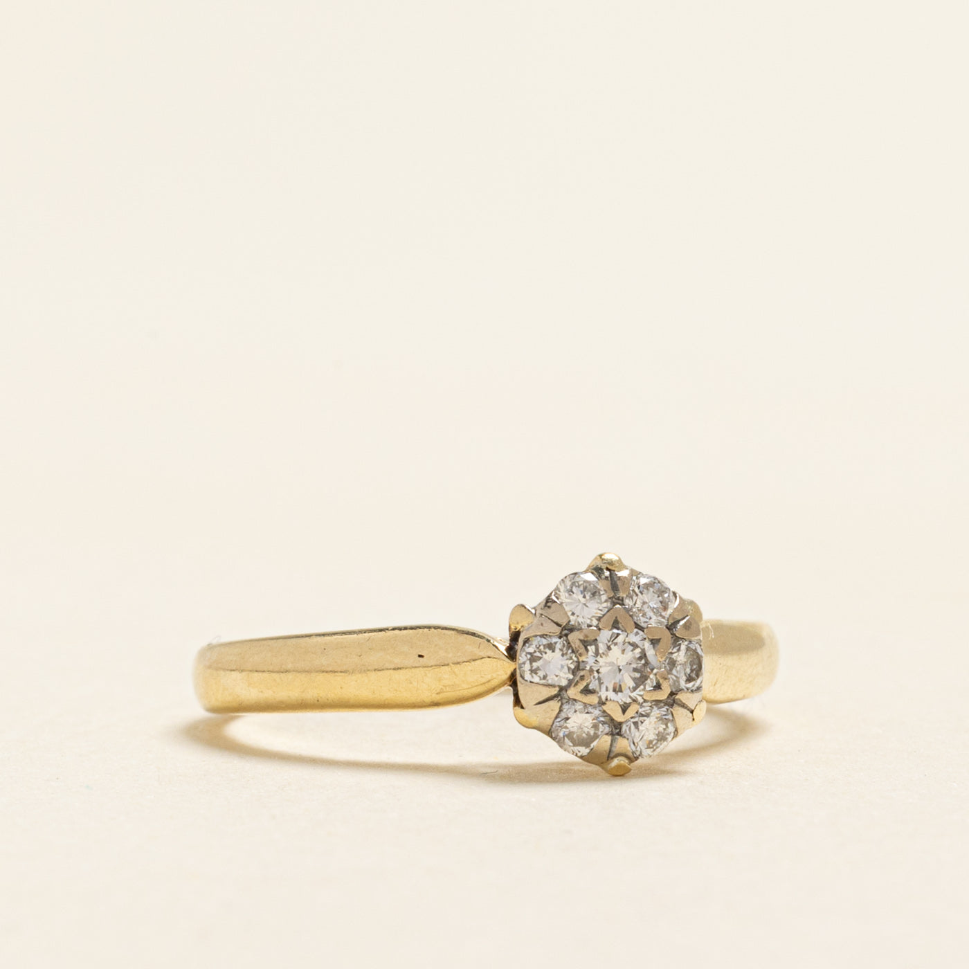 Yellow Gold Diamond Round Cluster Ring | 0.25ctw | SZ 6.5