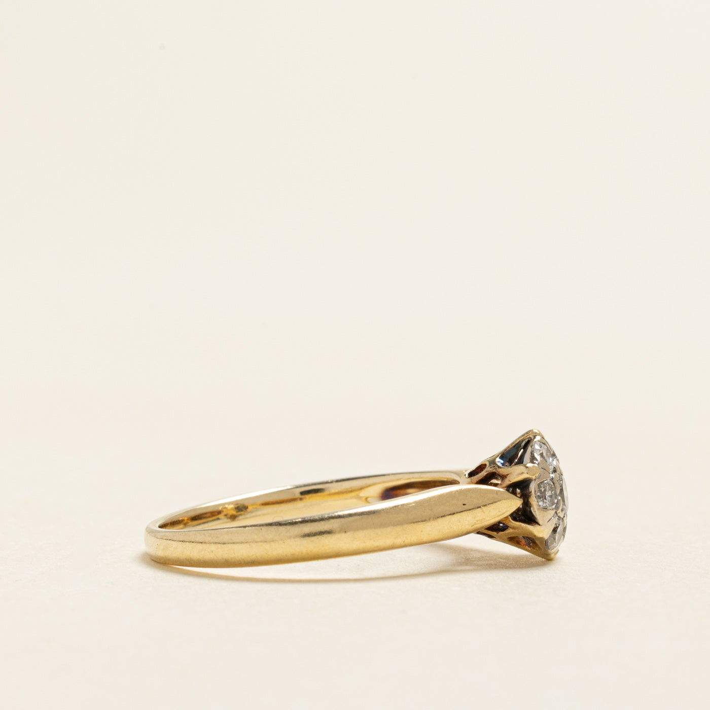 Yellow Gold Diamond Round Cluster Ring | 0.25ctw | SZ 6.5
