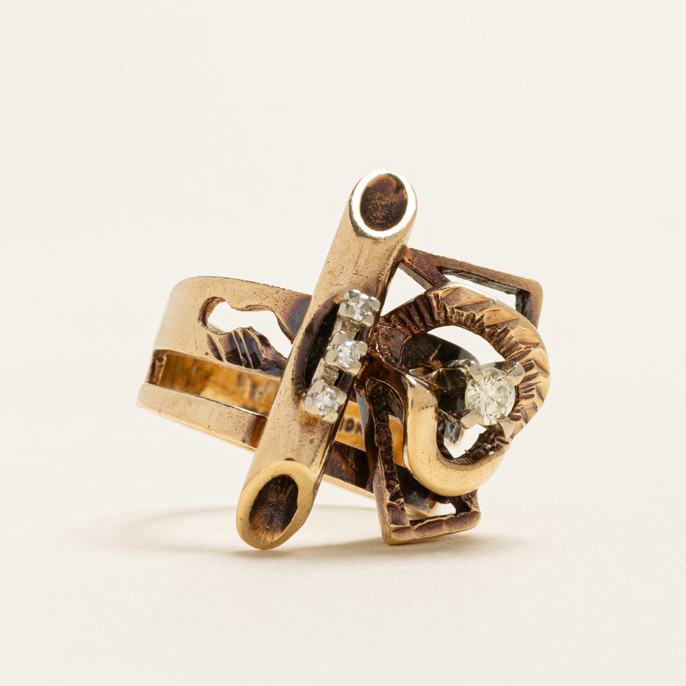 Yellow Gold Diamond Abstract Cocktail Ring | 0.19ctw | SZ 5.75
