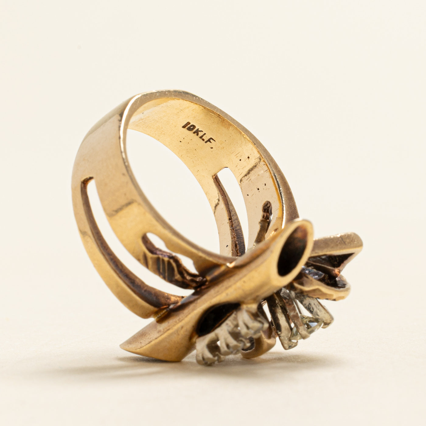 Yellow Gold Diamond Abstract Cocktail Ring | 0.19ctw | SZ 5.75
