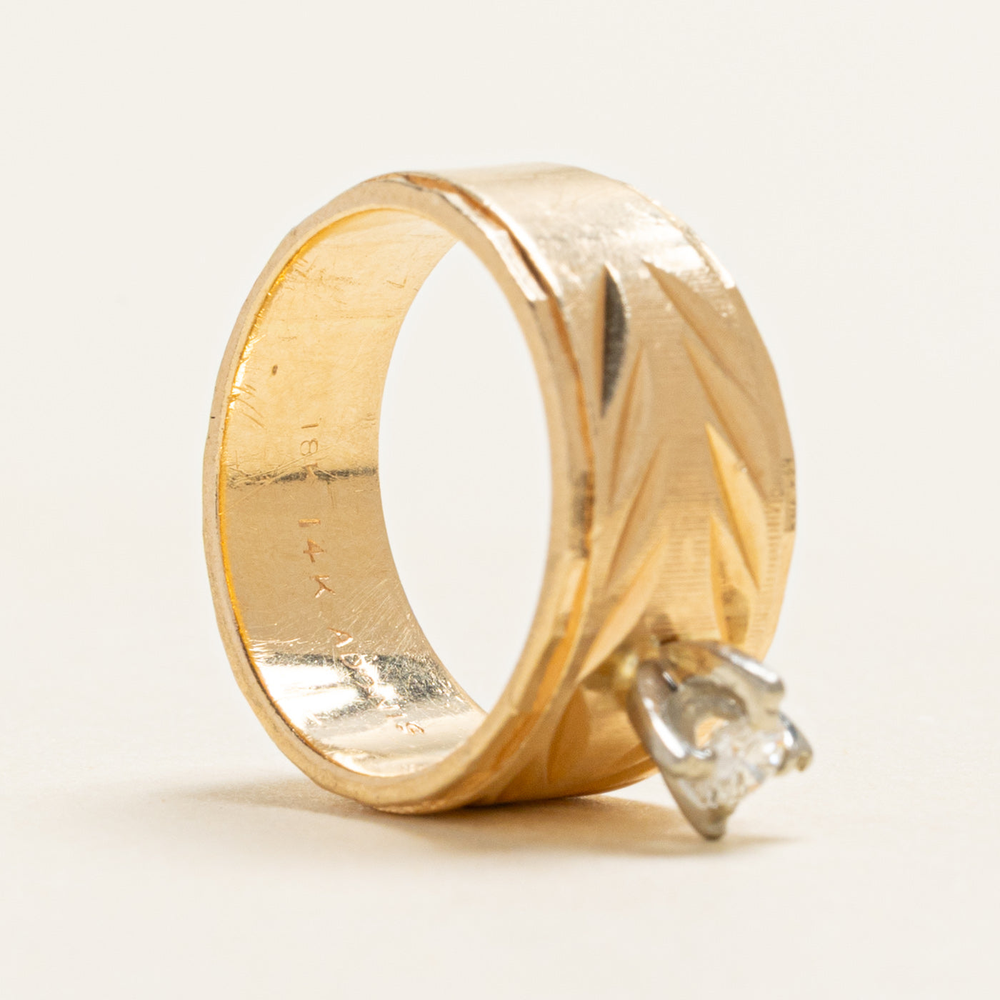 Solitaire Diamond Engraved Ring | 0.11ct | SZ 5