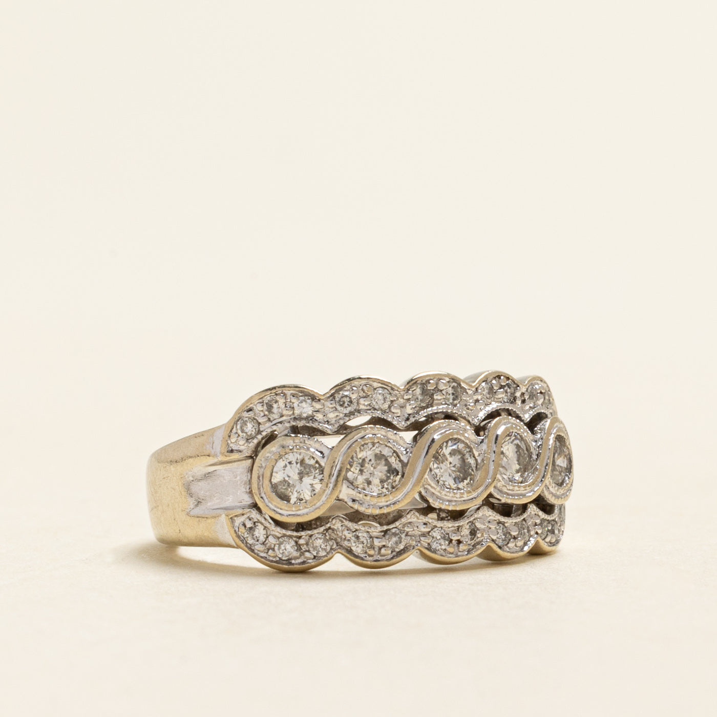 White Gold Diamond Scalloped Ring | 0.42ctw | SZ 5.25