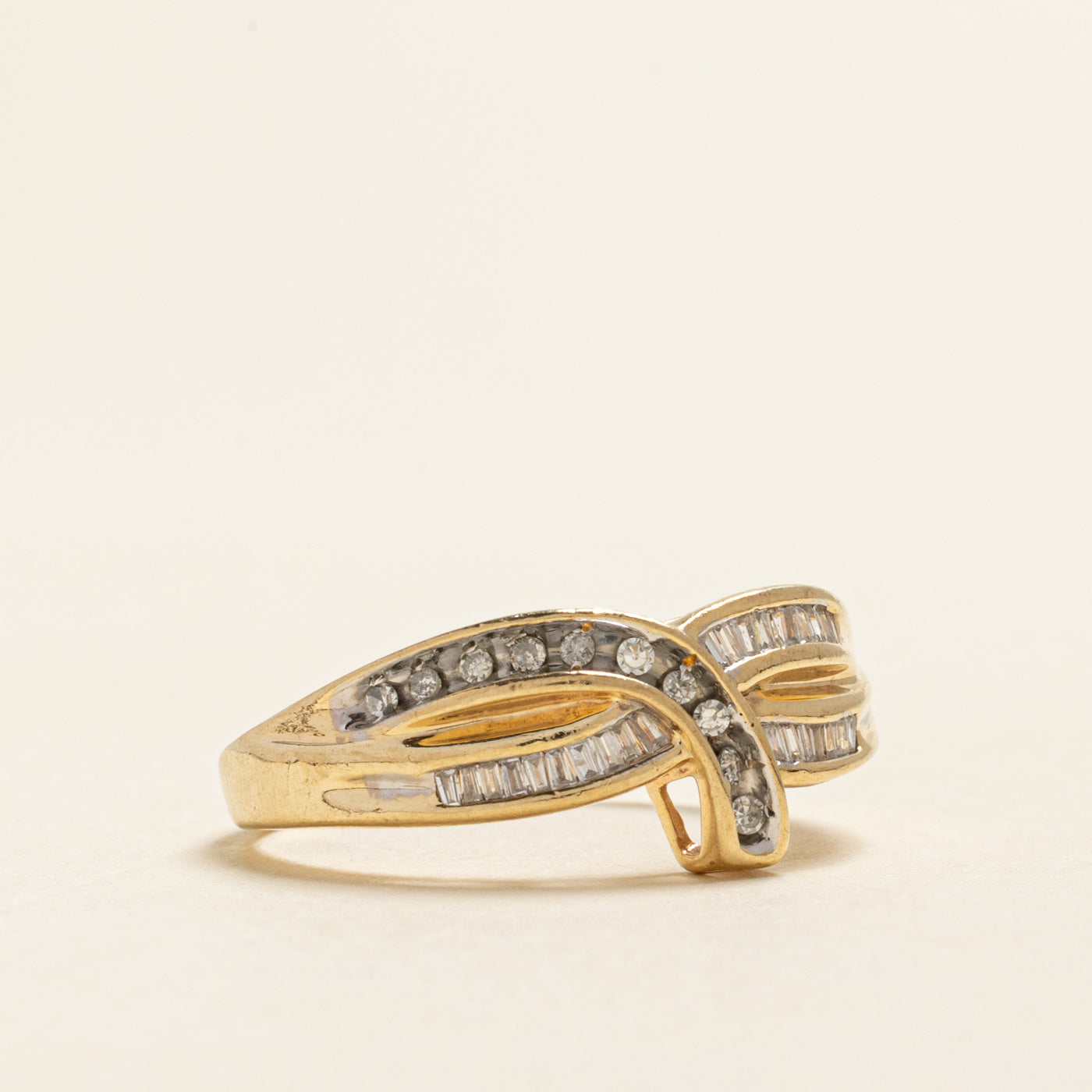 Mixed Cut Diamond Cross Over Ring | 0.32ctw | SZ 10.25
