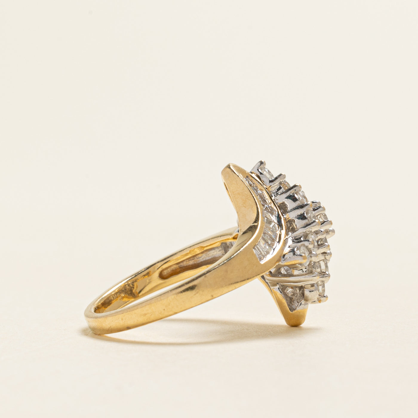 Baguette Cut Diamond Bypass Ring | 0.77ctw | SZ 5.25