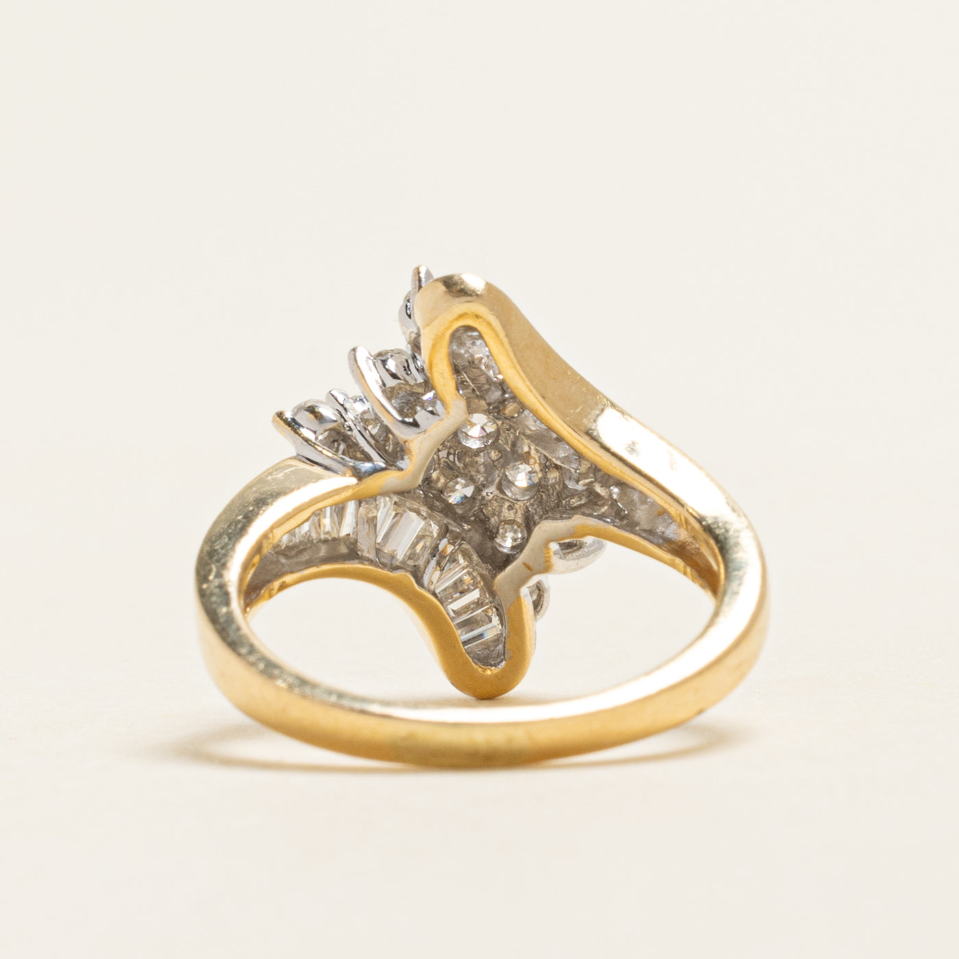 Baguette Cut Diamond Bypass Ring | 0.77ctw | SZ 5.25