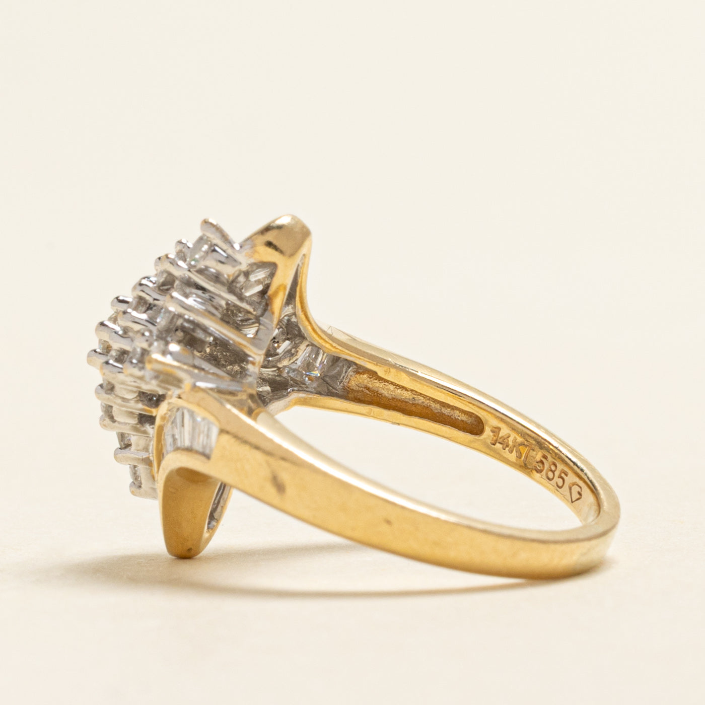 Baguette Cut Diamond Bypass Ring | 0.77ctw | SZ 5.25