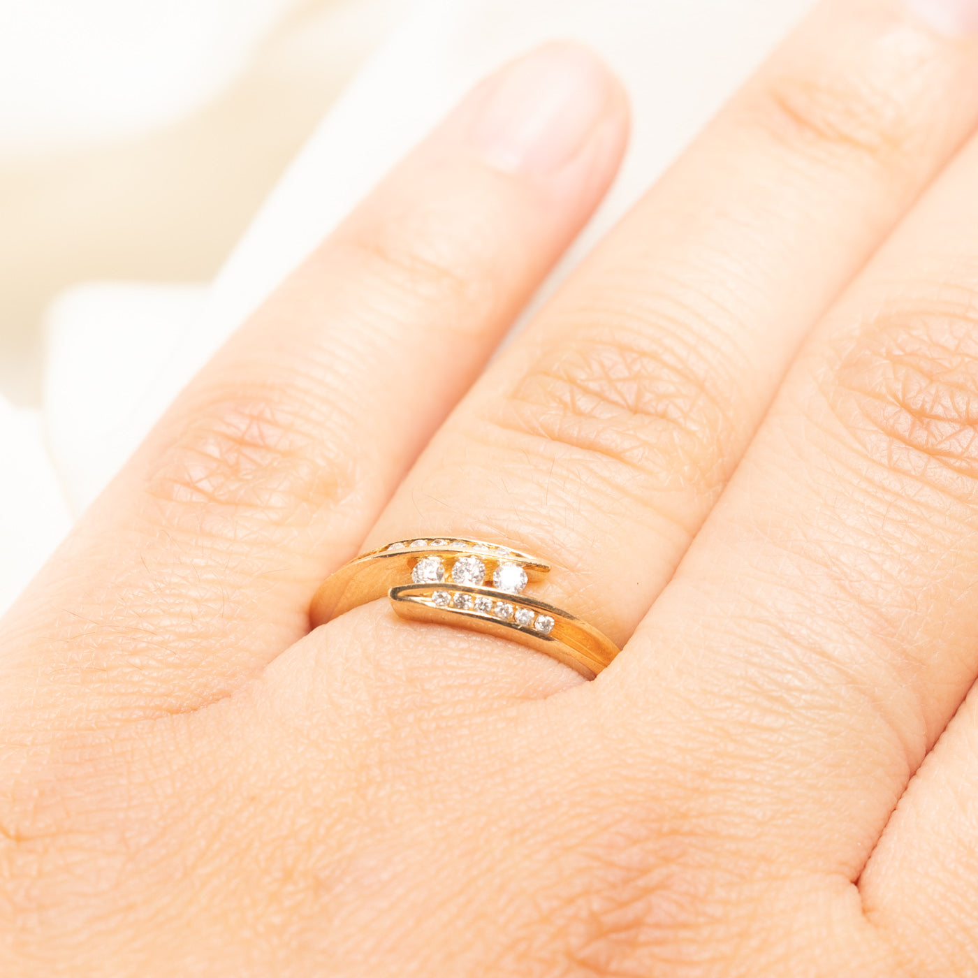 Yellow Gold Diamond Bypass Ring | 0.15ctw | SZ 6.75
