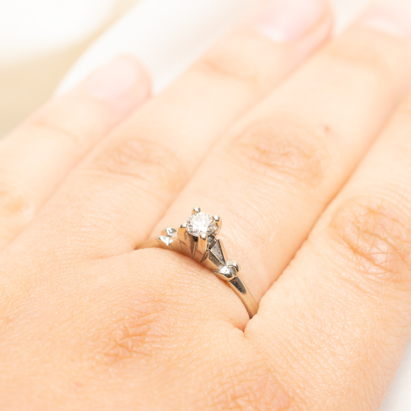 18k Solitaire High Set Diamond Petite Ring | 0.26ct | SZ 8.75