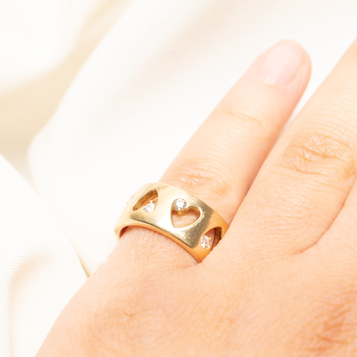 Diamond Heart Cut Out Cigar Band | 0.20ctw | 9.60mm | SZ 6.5