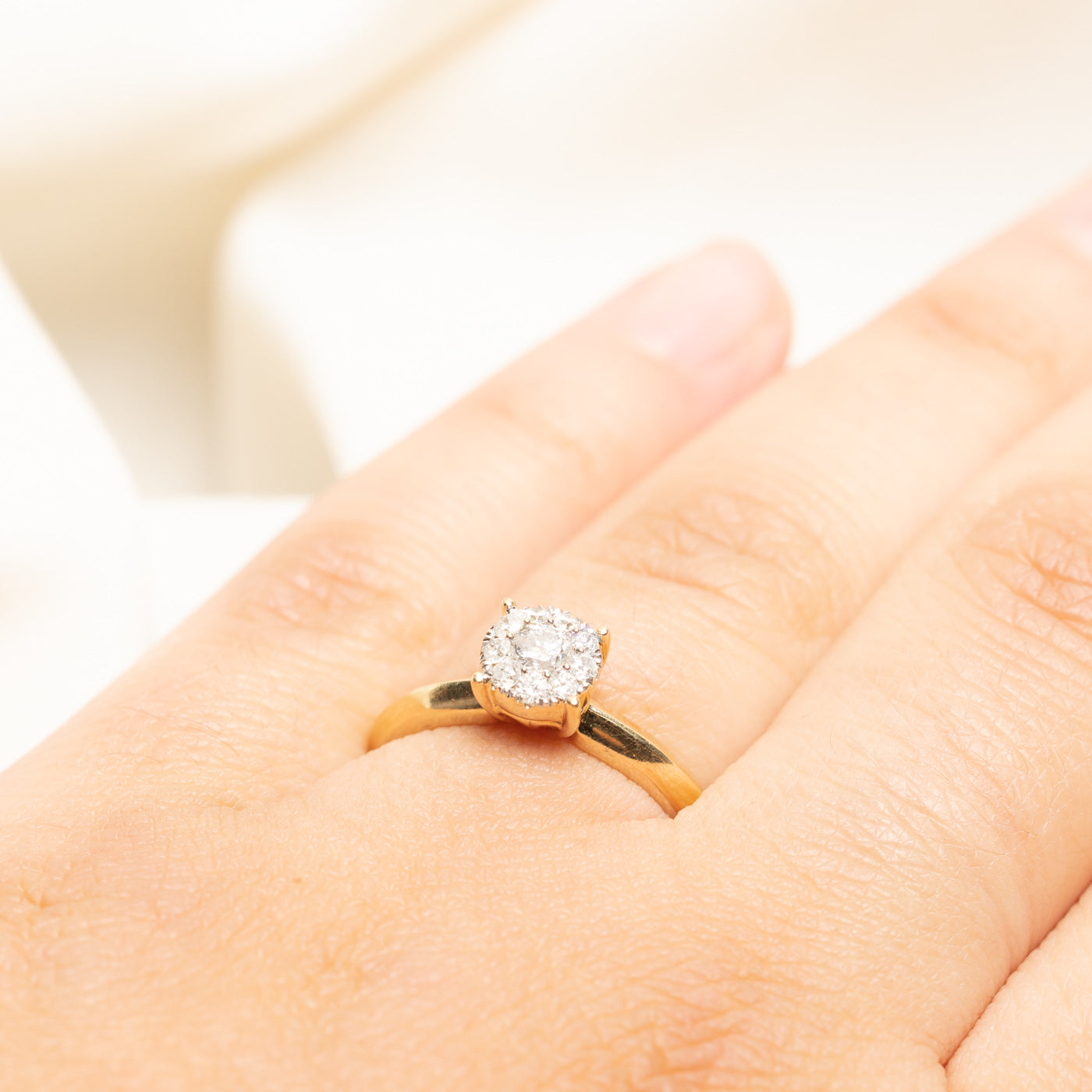Yellow Gold Diamond Halo Ring | 0.32ctw | SZ 7