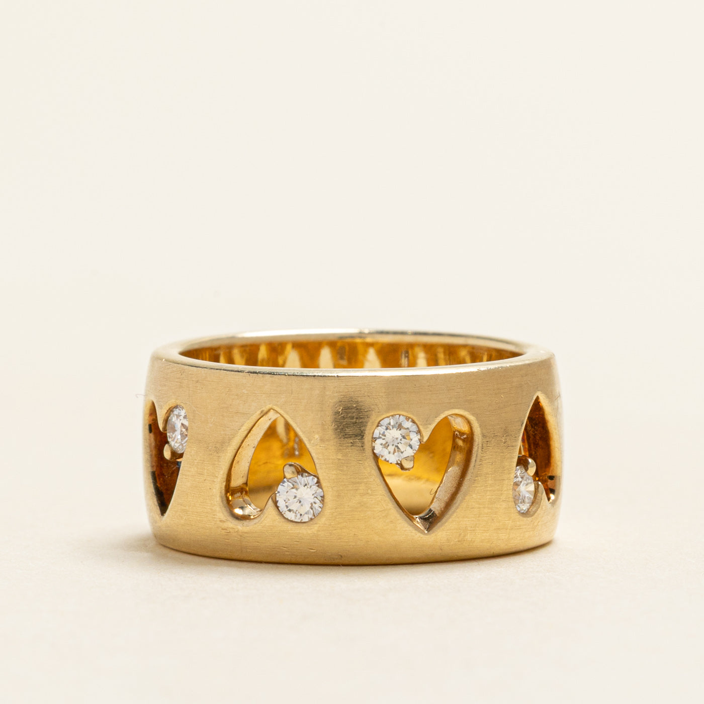 Diamond Heart Cut Out Cigar Band | 0.20ctw | 9.60mm | SZ 6.5