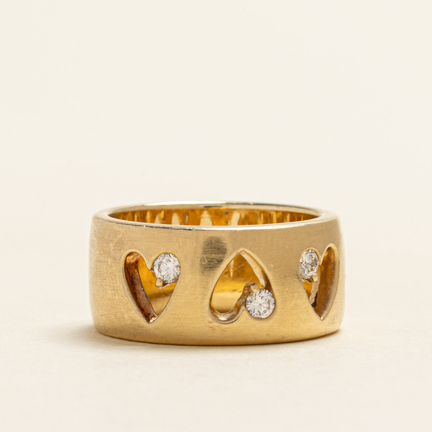 Diamond Heart Cut Out Cigar Band | 0.20ctw | 9.60mm | SZ 6.5