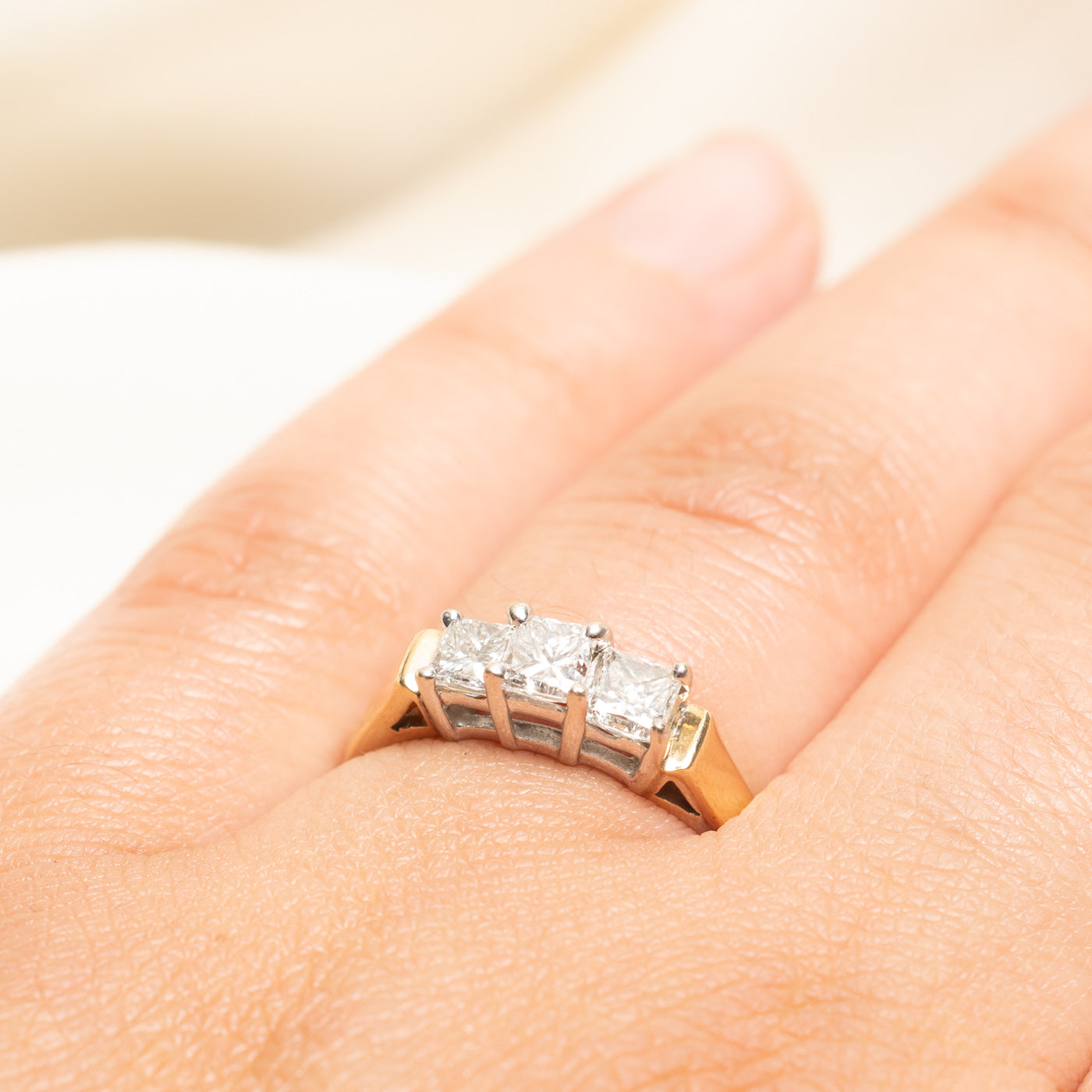 Three Stone Princess Cut Diamond Ring | 1.05ctw | SZ 7.5