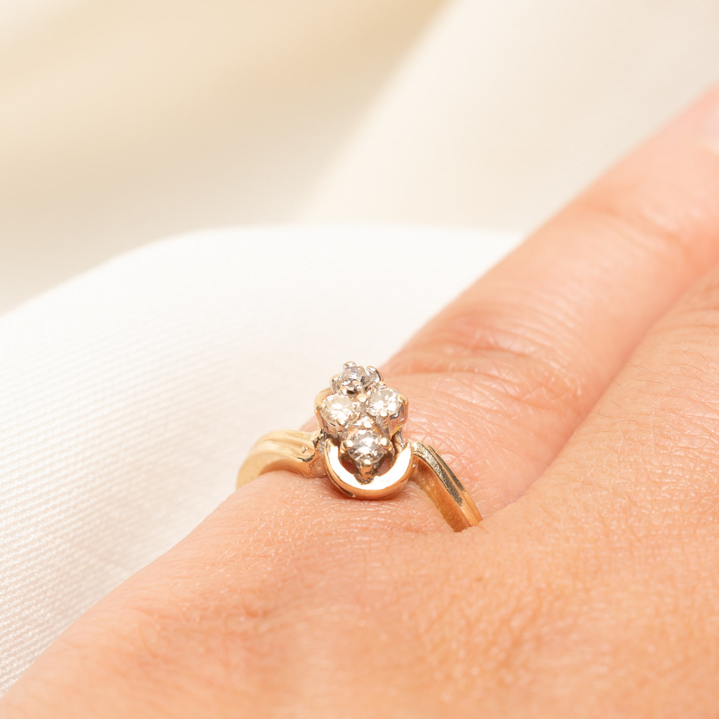 Four Stone Diamond Bypass Ring | 0.20ctw | SZ 5