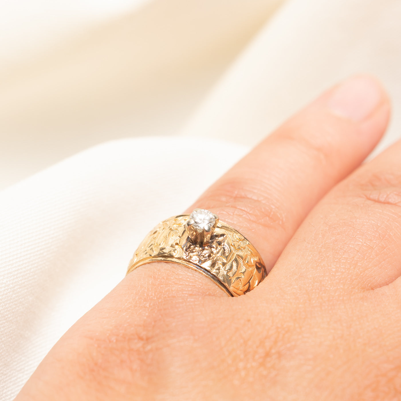 Diamond Textured Cigar Band | 0.16ct | SZ 6