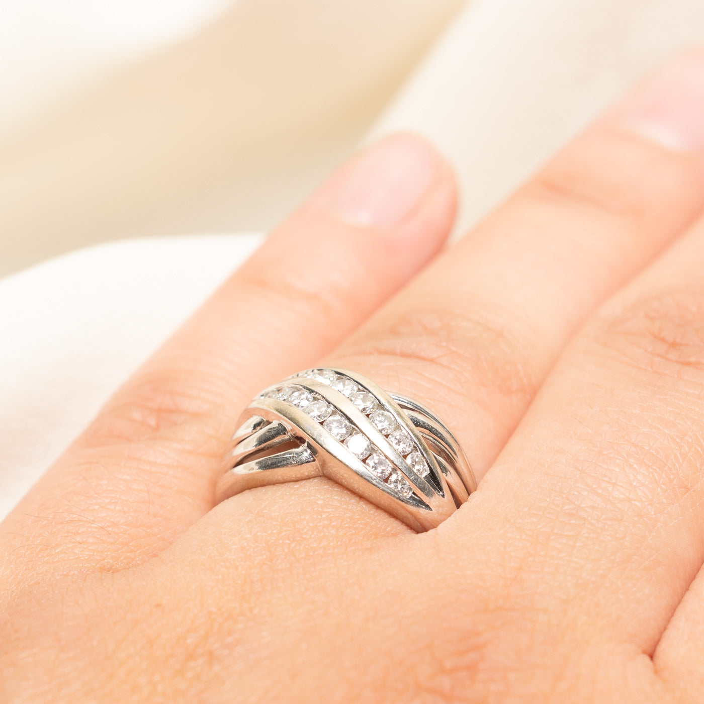 Diamond Waterfall Cross Over Ring | 0.50ctw | SZ 6.5