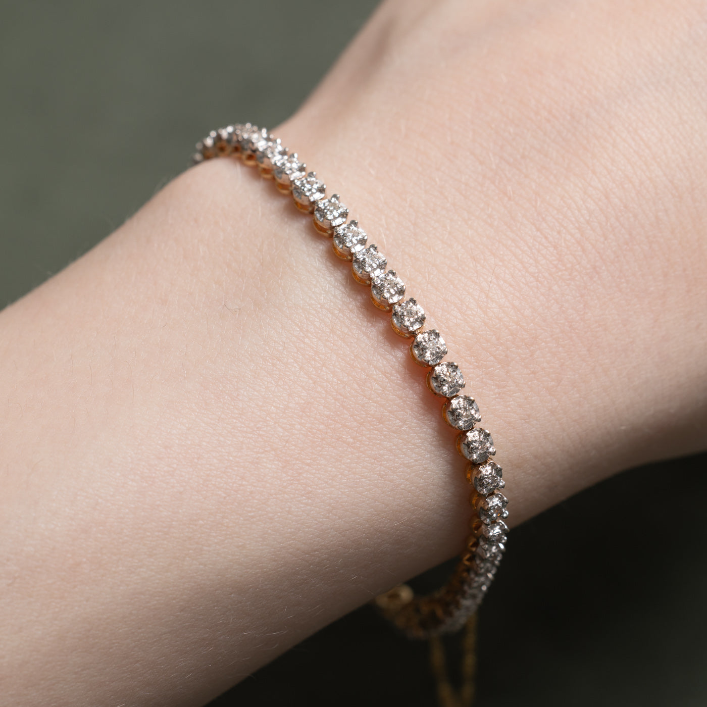 14K Yellow Gold Illusion Set Diamond Tennis Bracelet | 0.50ctw | 6.5"