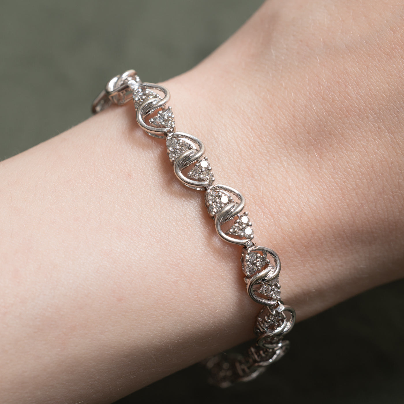 14K Diamond Cluster Wave Tennis Bracelet | 2.25ctw | 7"