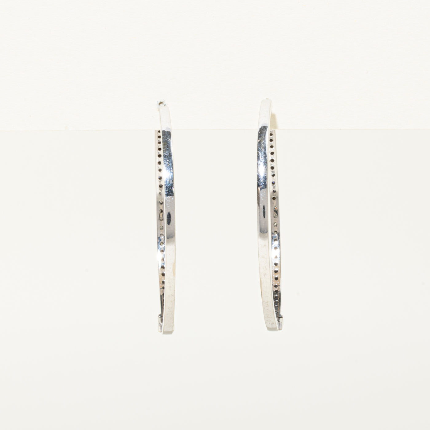 10k White Gold Diamond Hoop Earrings | 0.80ctw | 43mm