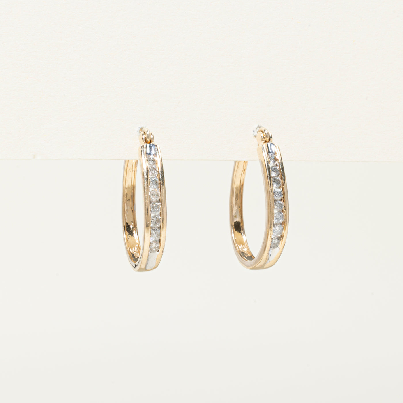 Channel Set Diamond Hoop Earrings | 0.44ctw | 23mm