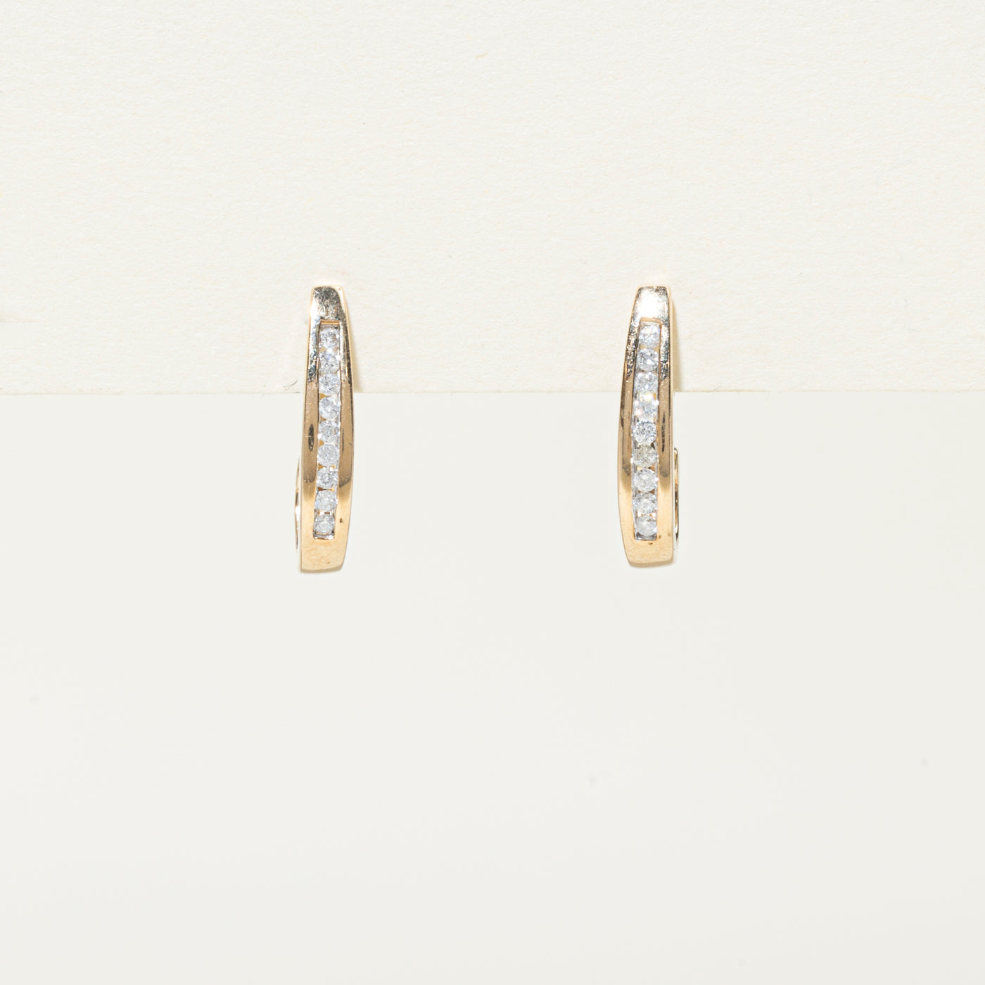 Channel Set Diamond Lachback Earrings | 0.2ctw