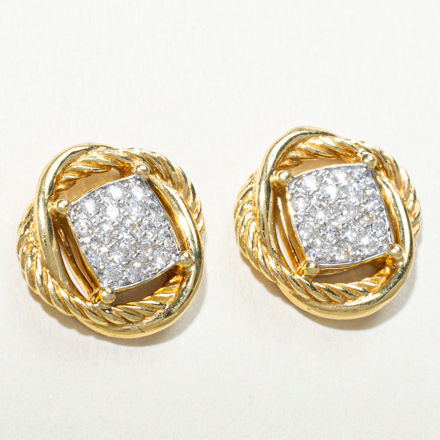18k Diamond Cluster Rope Stud Earrings | 0.34ctw
