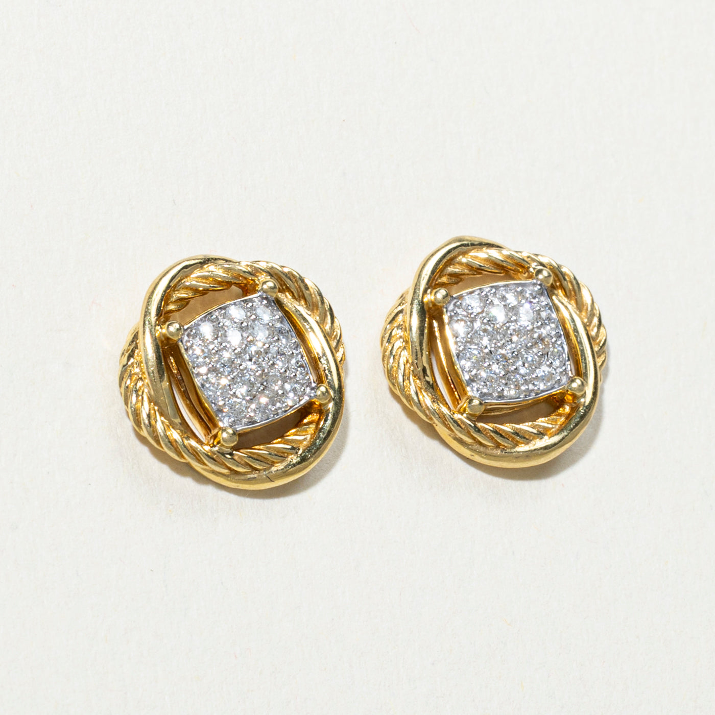 18k Diamond Cluster Rope Stud Earrings | 0.34ctw