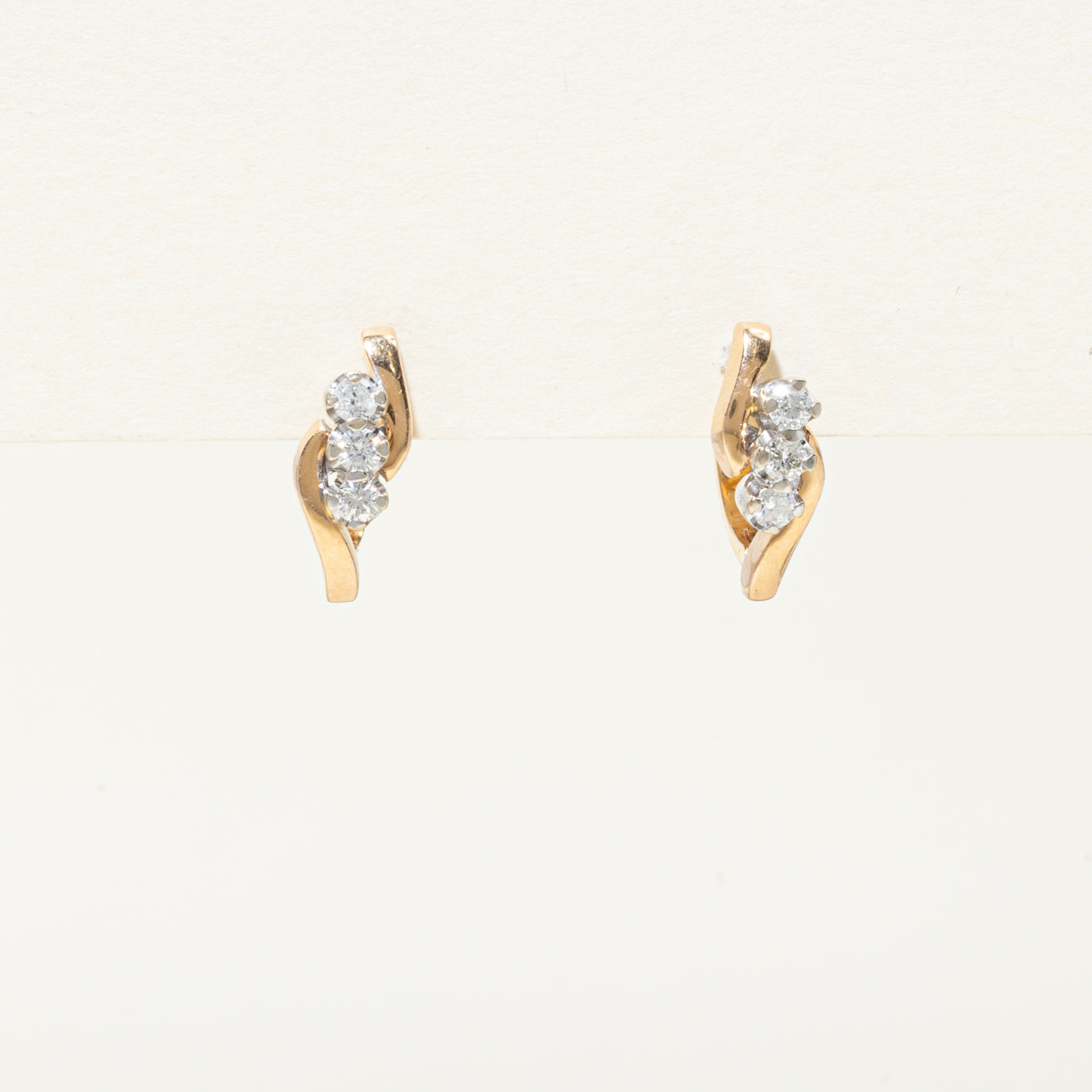Three Stone Diamond Bypass Earrings | 0.3ctw