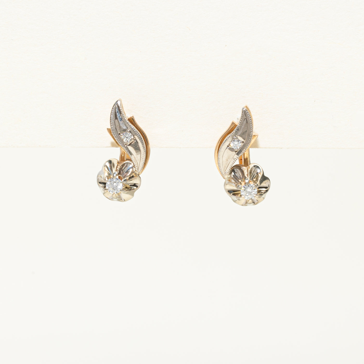 Belcher Set Diamond Floral Earrings | 0.17ctw