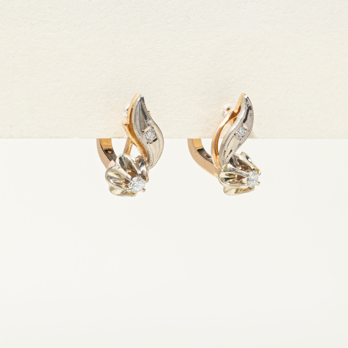 Belcher Set Diamond Floral Earrings | 0.17ctw