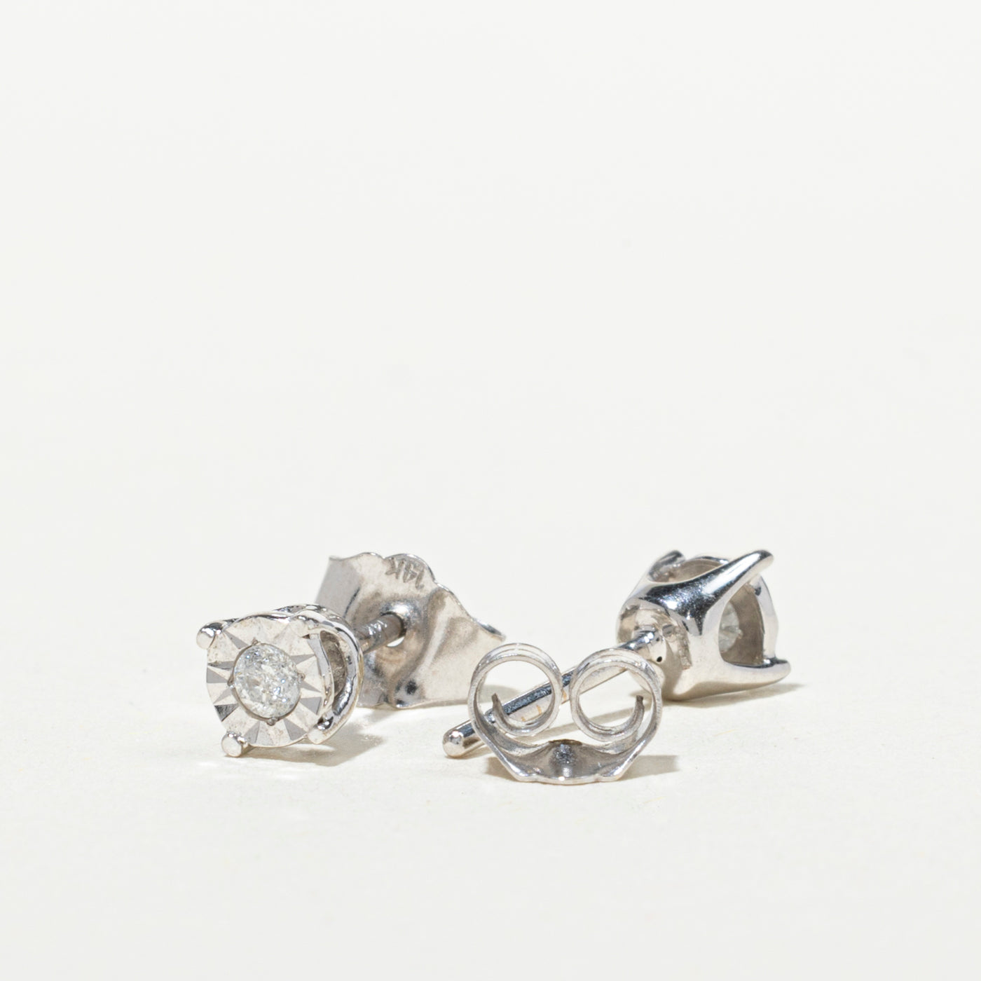 White Gold Illusion Set Diamond Stud Earrings | 0.09ctw