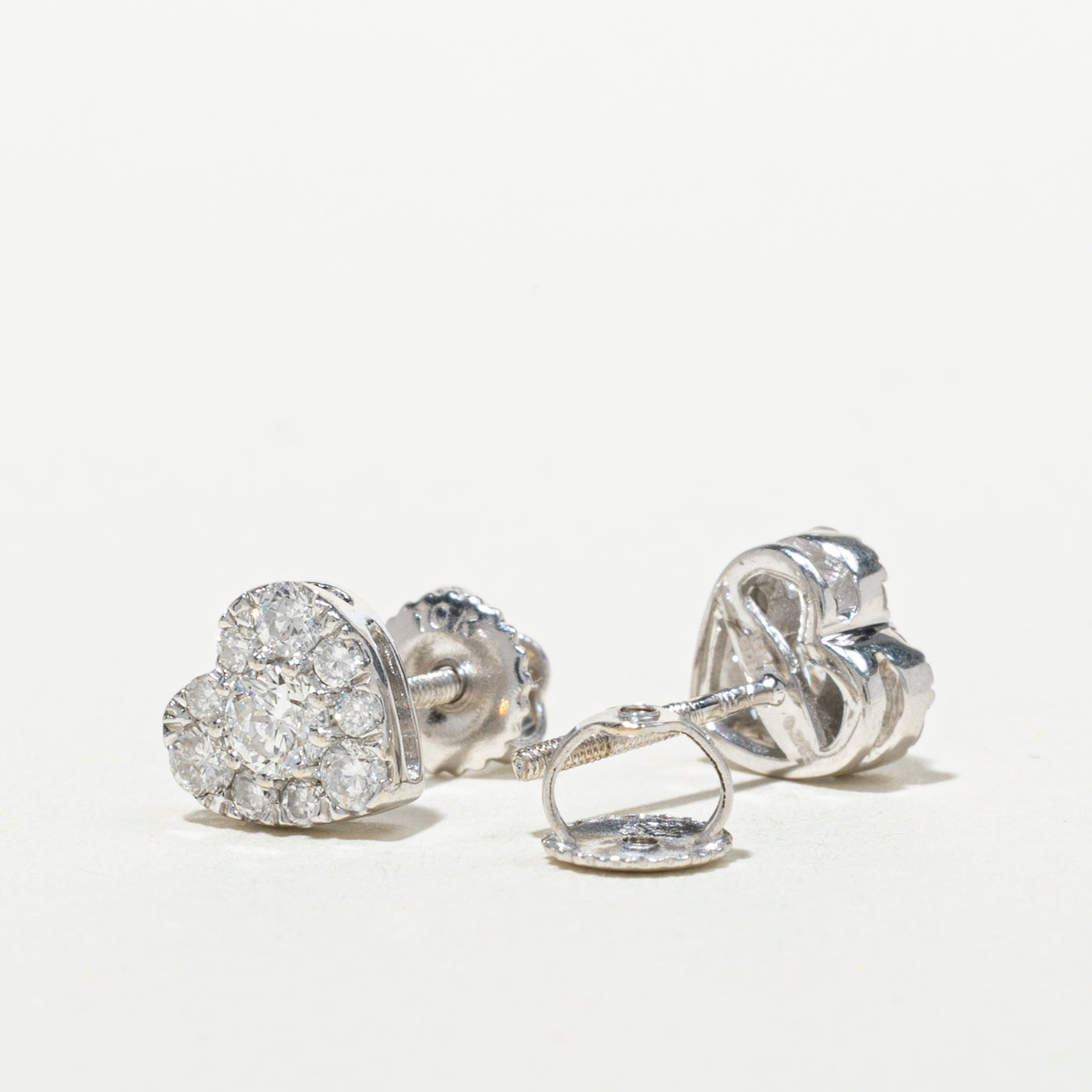 White Gold Heart Cluster Stud Earrings | 0.51ctw