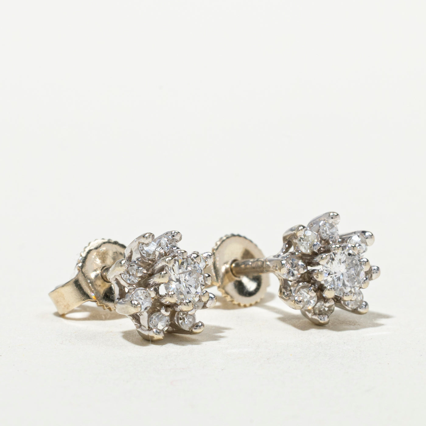 14k Diamond Petal Halo Stud Earrings | 0.42ctw
