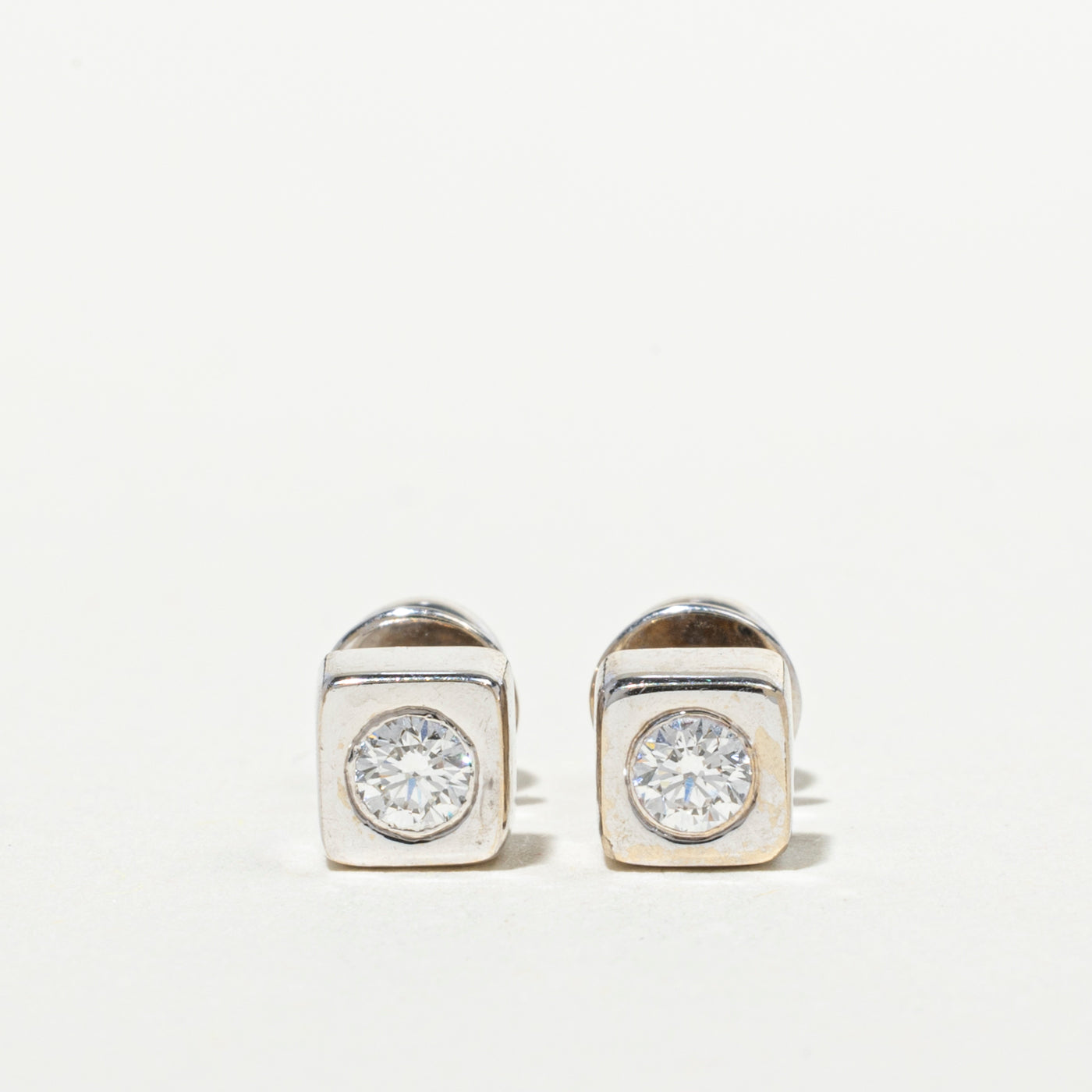 Flush Set Diamond Square Stud Earrings | 0.24ctw