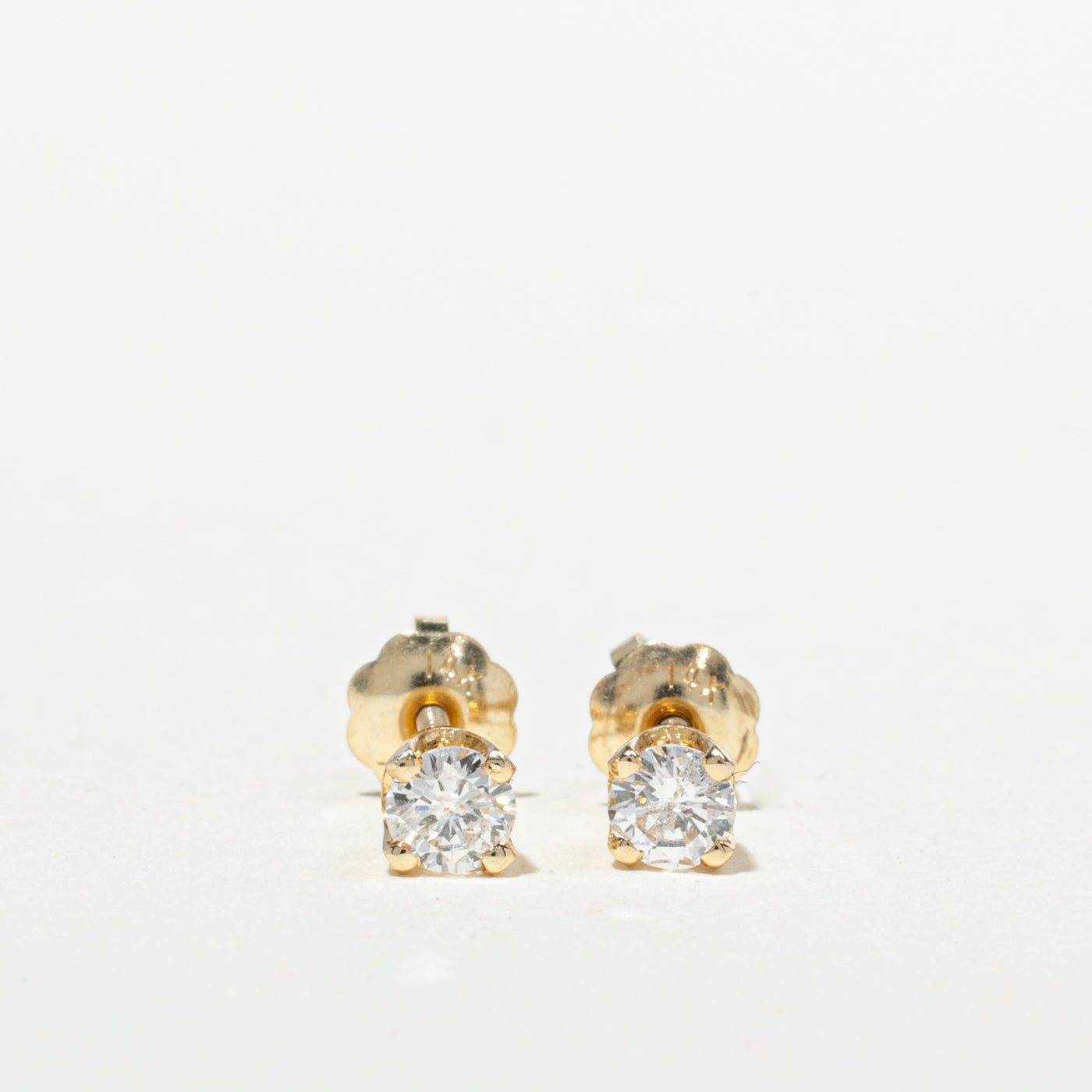 14k Diamond Solitaire Stud Earrings | 0.26ctw