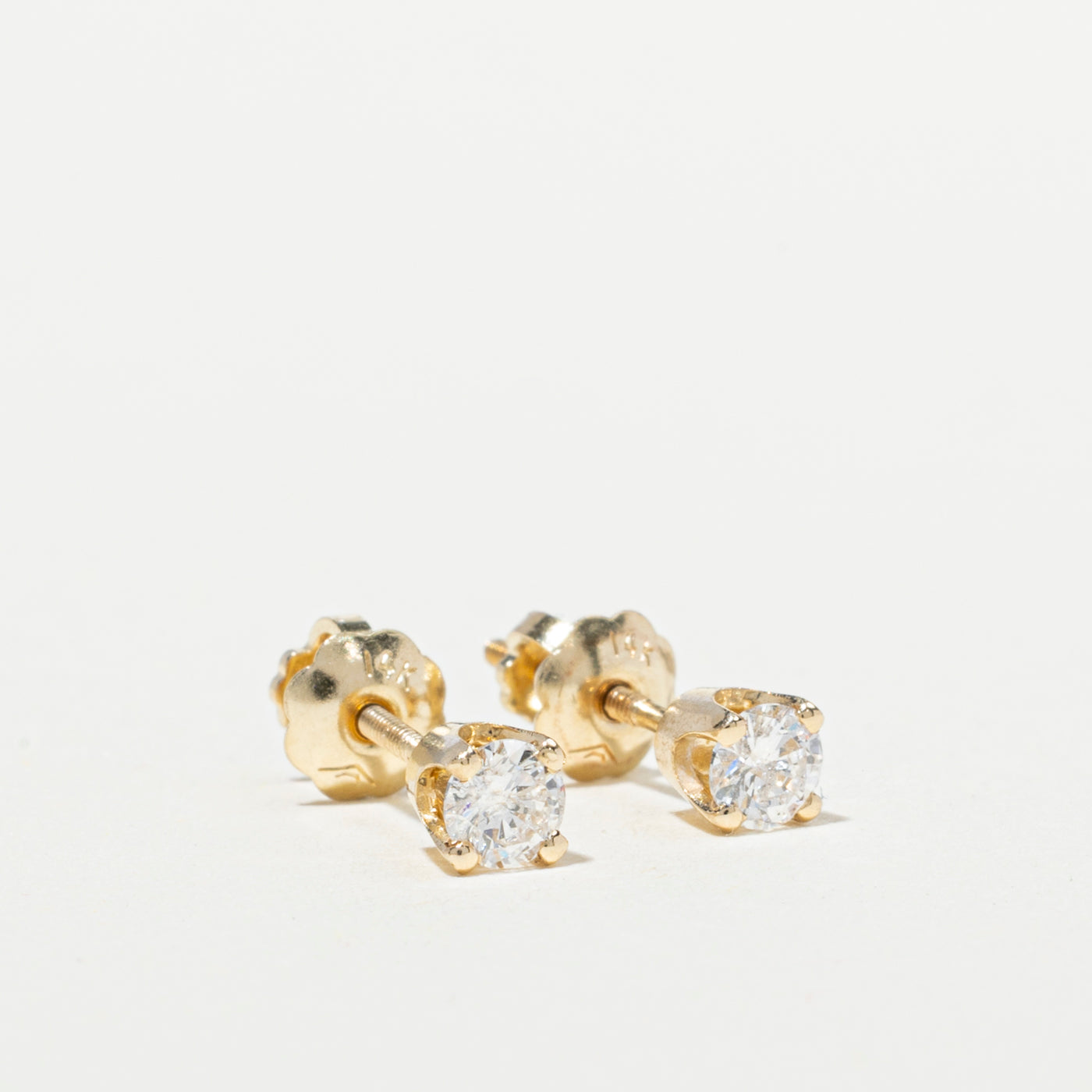 14k Diamond Solitaire Stud Earrings | 0.26ctw