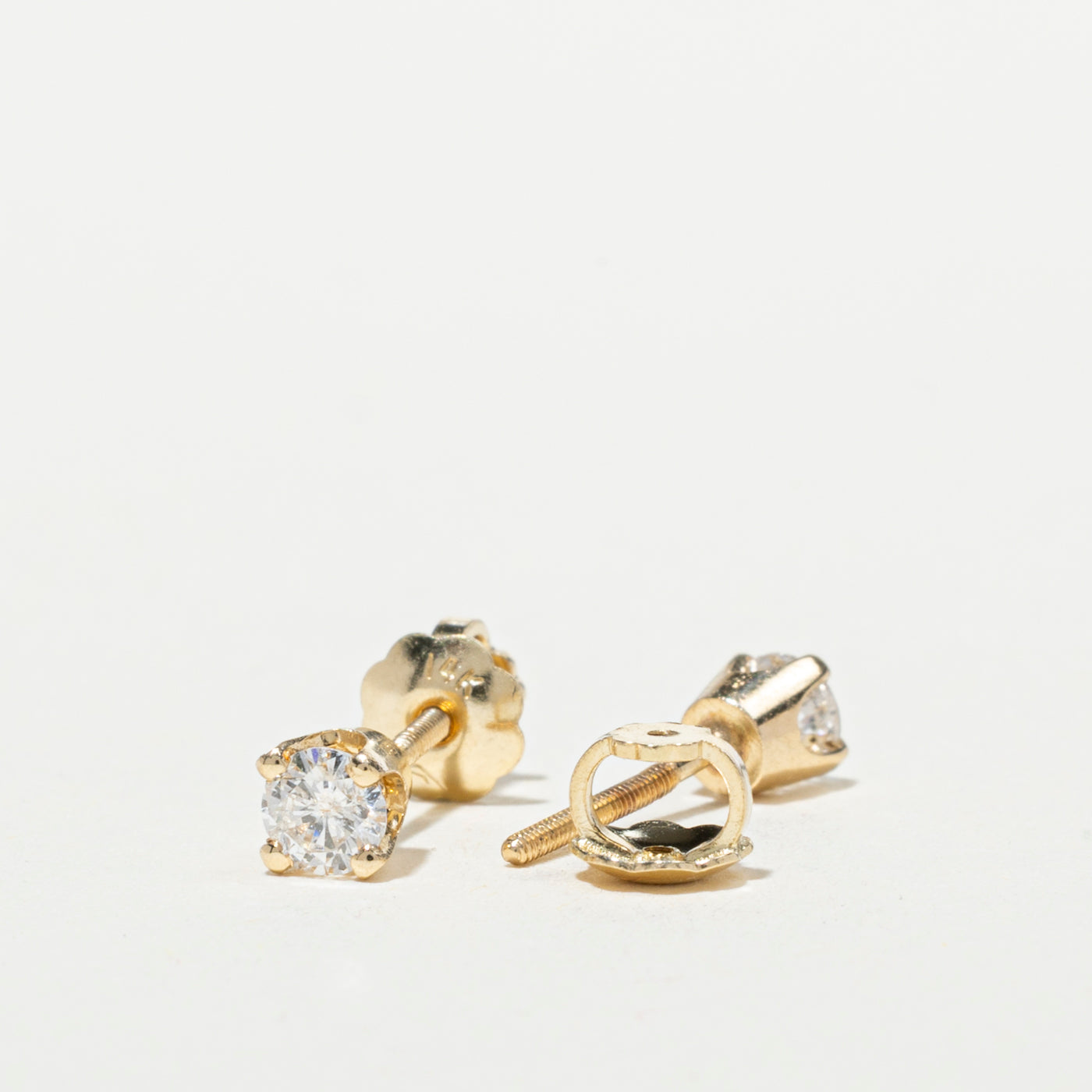 14k Diamond Solitaire Stud Earrings | 0.26ctw