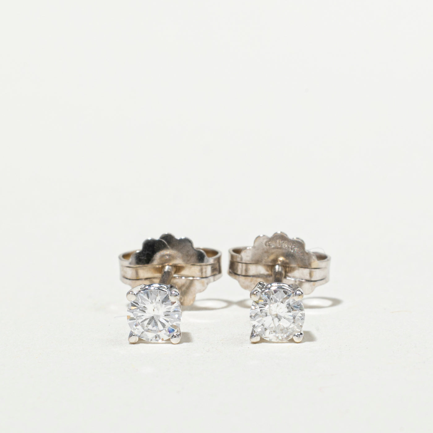 White Gold Solitaire Diamond Stud Earrings | 0.3ctw | 14K