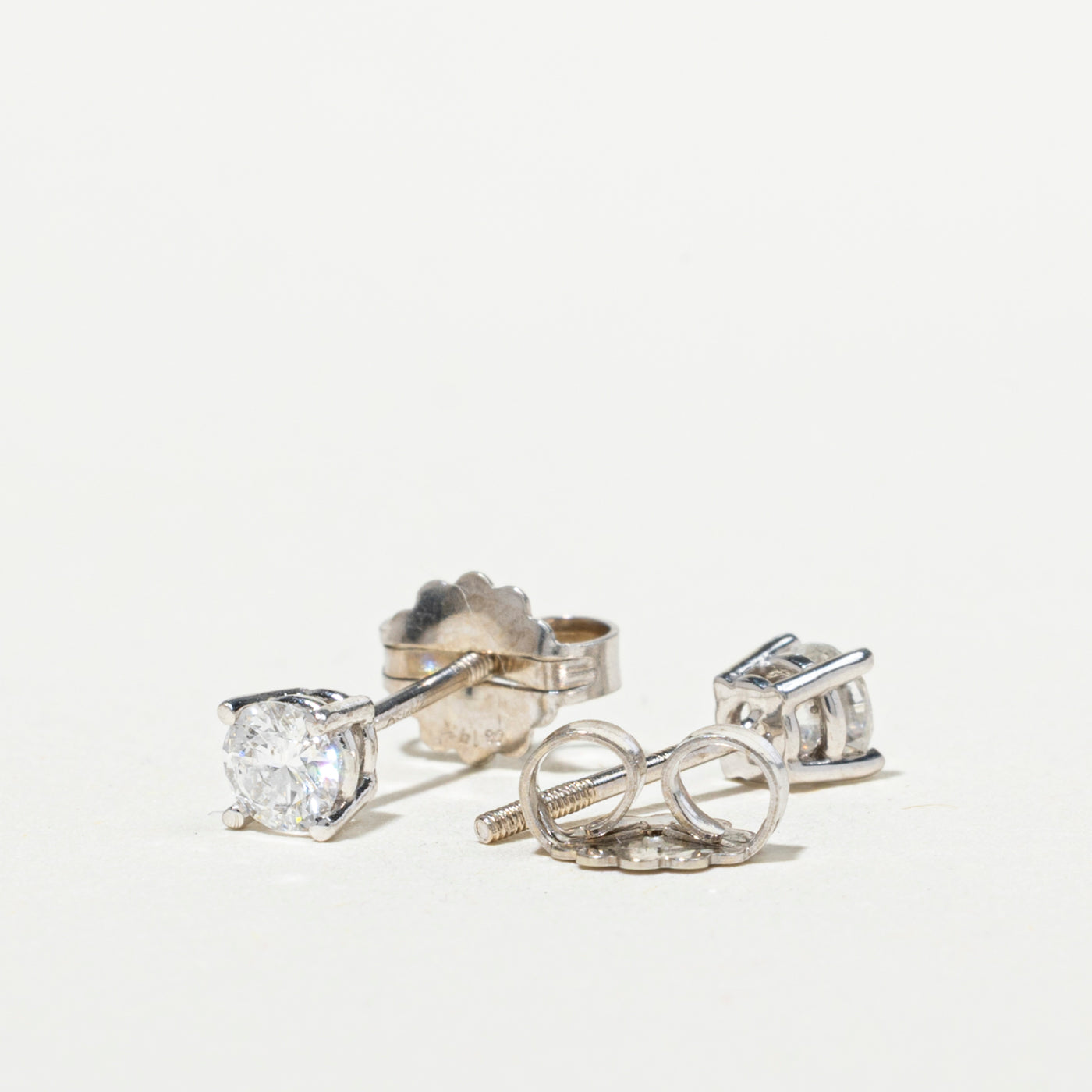 White Gold Solitaire Diamond Stud Earrings | 0.3ctw | 14K