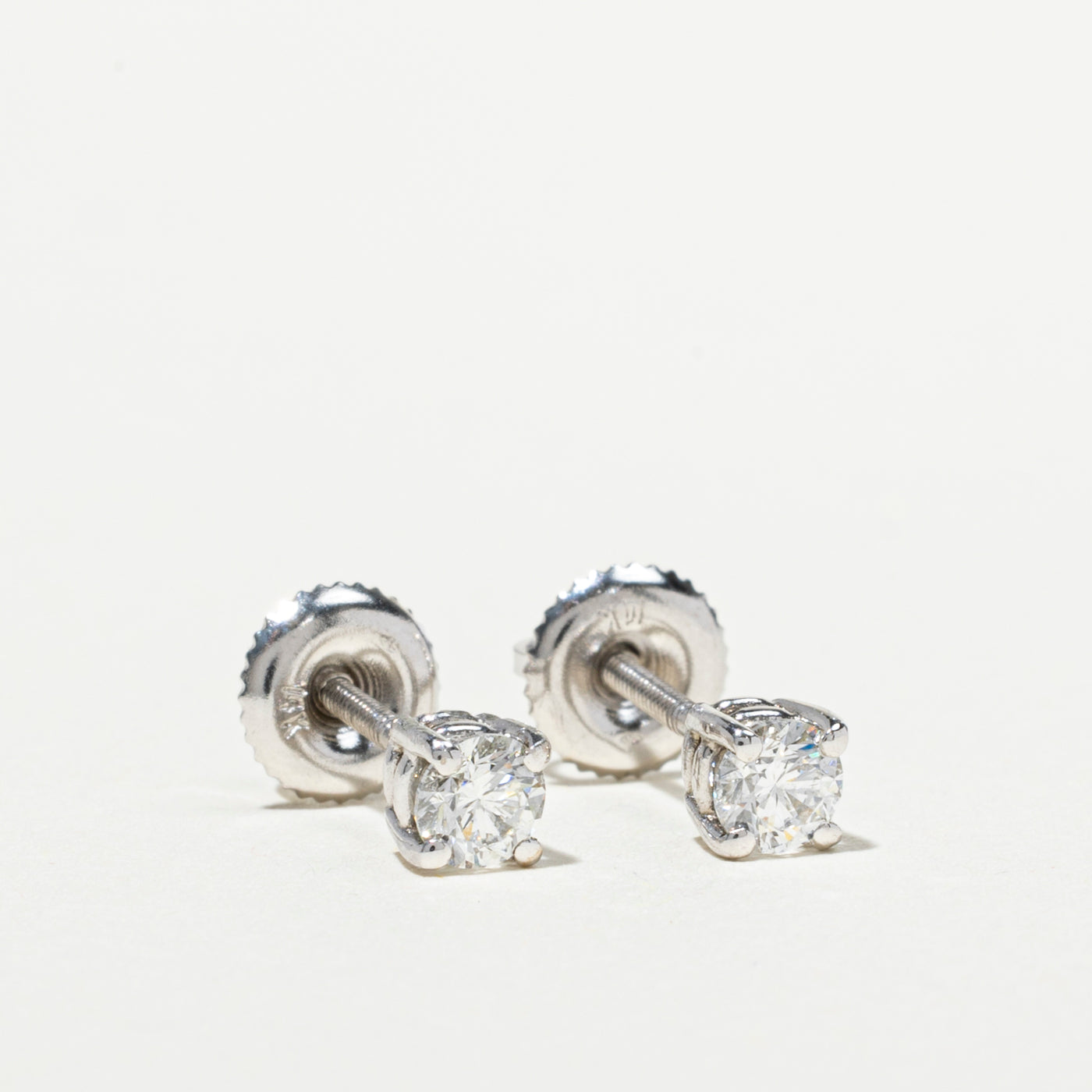 White Gold Solitaire Diamond Stud Earrings | 0.41ctw