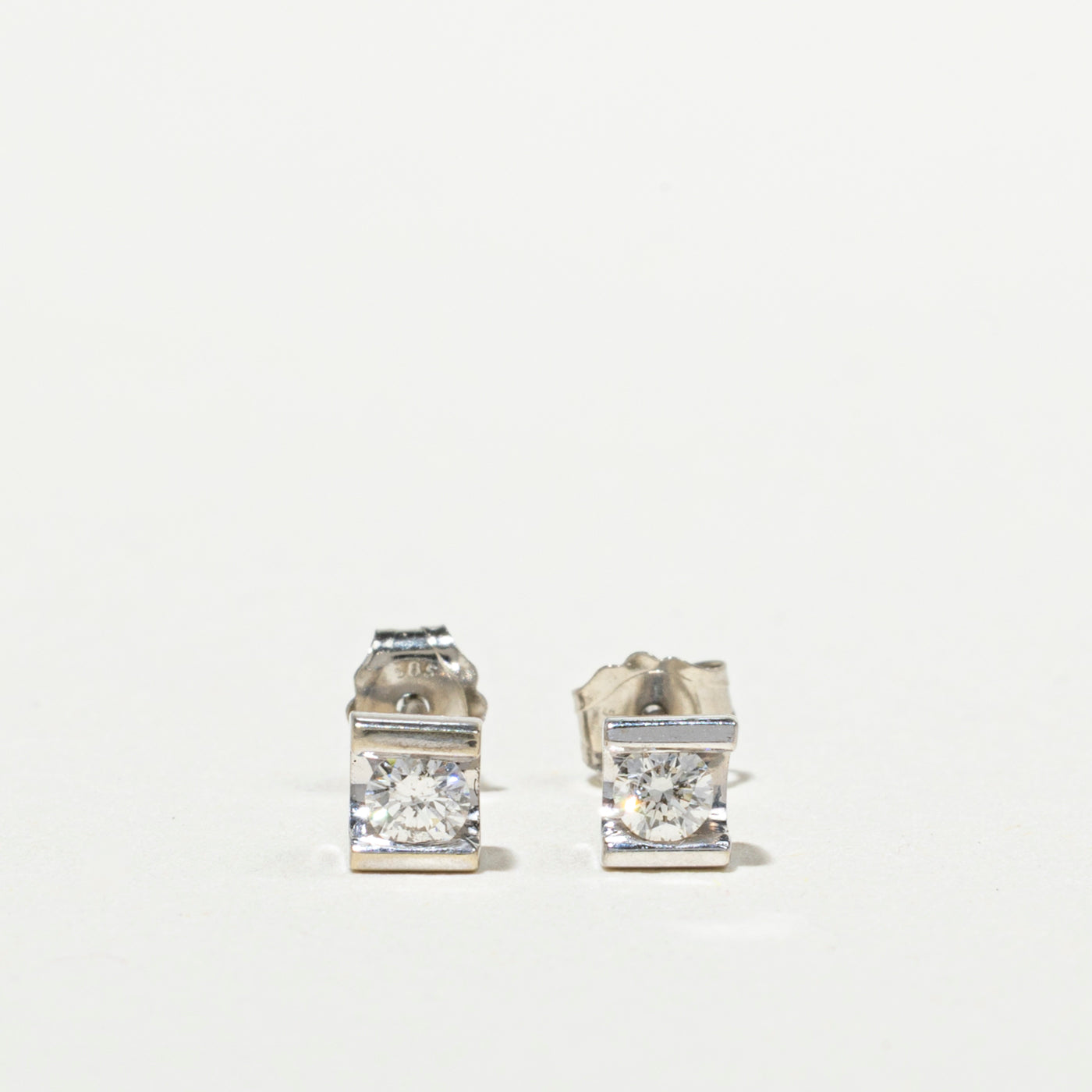 Tension Set Solitaire Diamond Stud Earrings | 0.12ctw