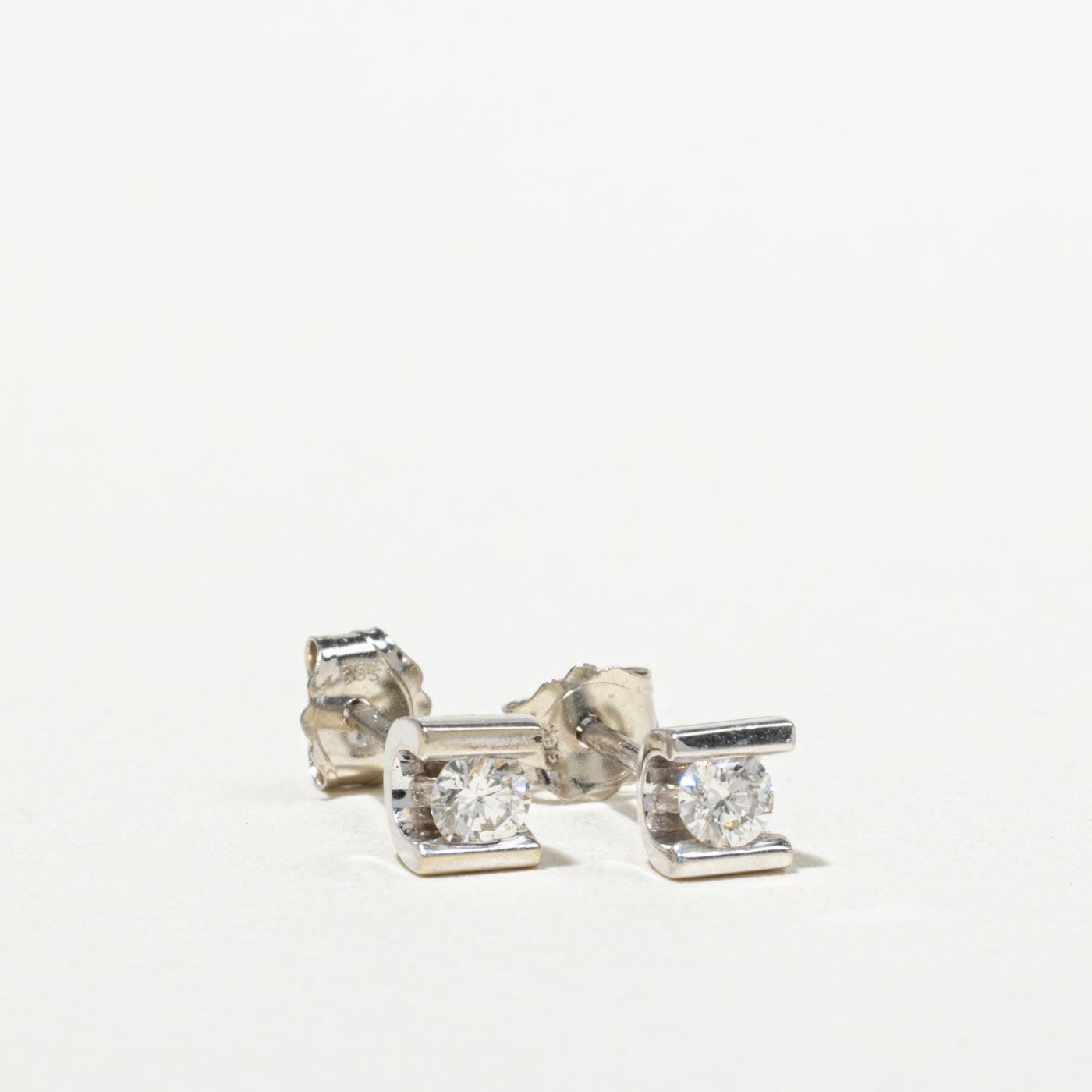 Tension Set Solitaire Diamond Stud Earrings | 0.12ctw