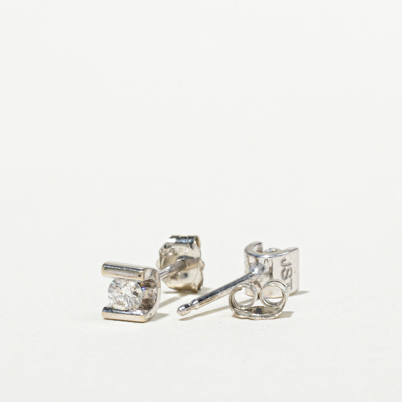 Tension Set Solitaire Diamond Stud Earrings | 0.12ctw