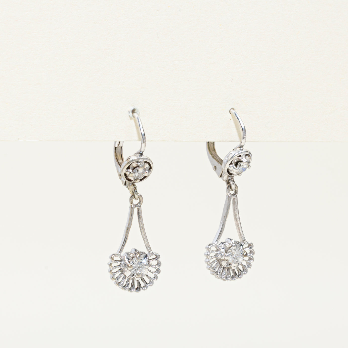 14k White Gold Scalloped Drop Earrings | 0.32ctw